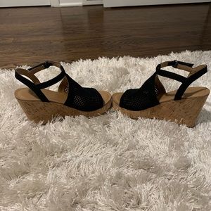 Franco Sarto like new black suede wedges
